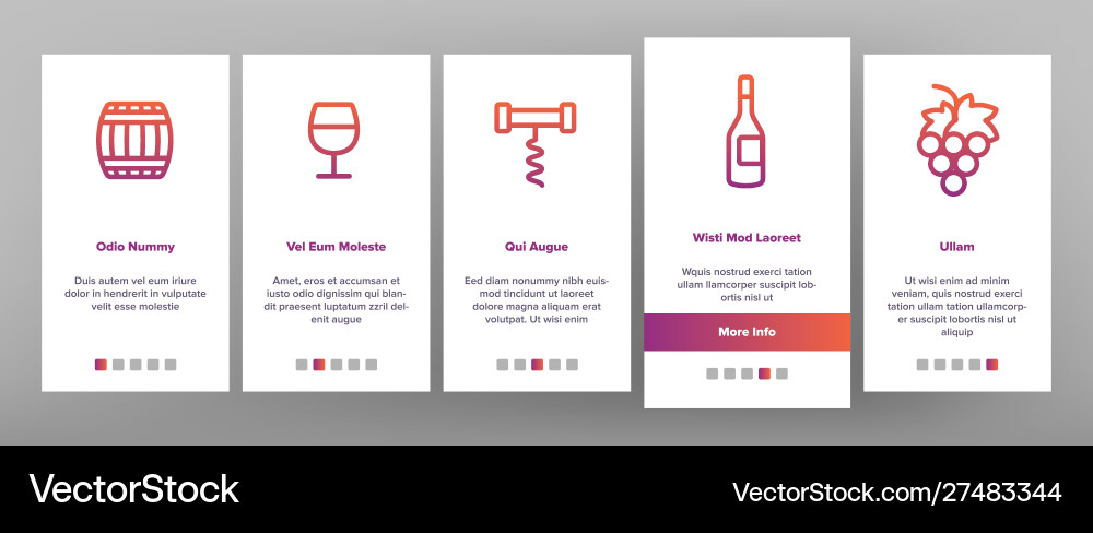 Wine product color elements onboarding Vector Image