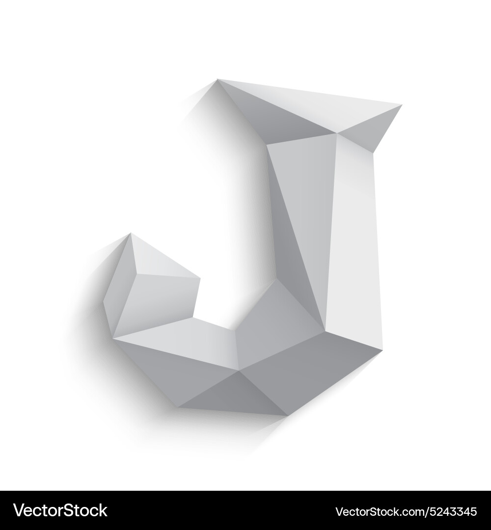 3D Polygonal Letter J Vector Image