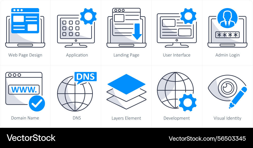 A set of 10 web design icons as page Vector Image