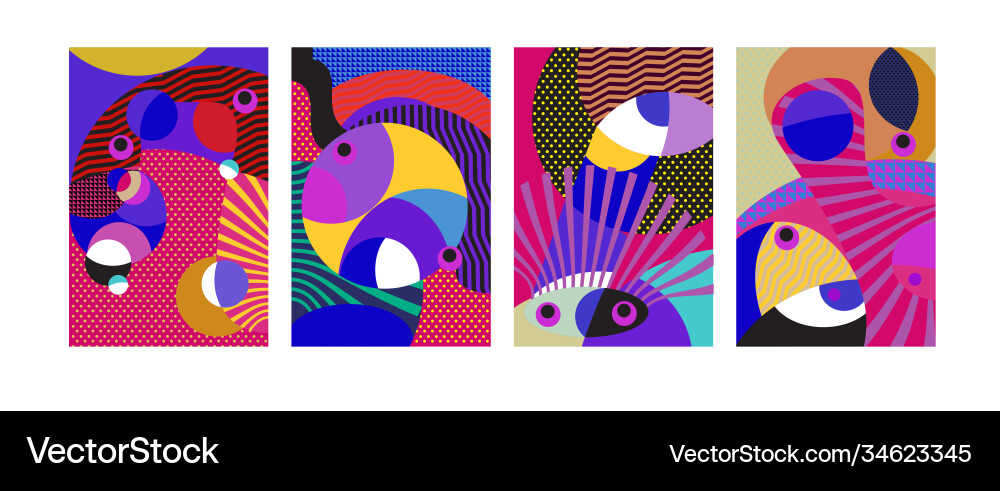 Abstract colorful geometric and curvy pattern Vector Image