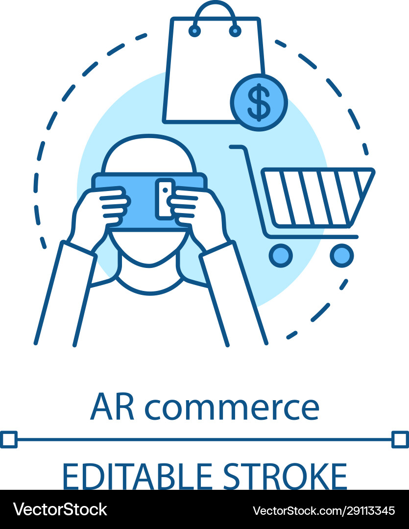 Ar-Commerce-Konzept-Ikone Ar-Commerce-Konzept-Ikone vektorbild