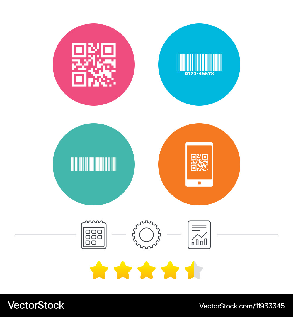 Bar and qr code icons scan barcode symbol vector image