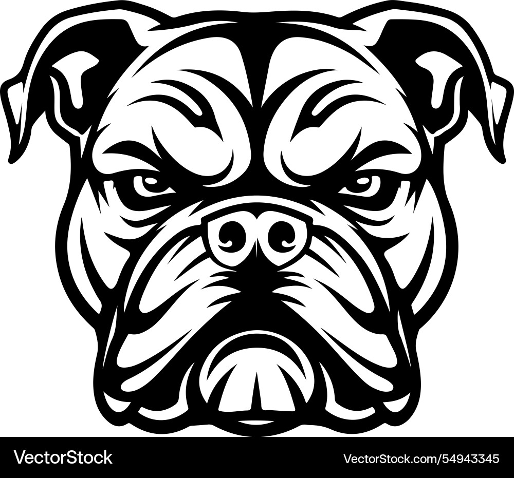 Bulldog mascot logo in black and white pet Bulldog mascot logo in black and white pet vector image