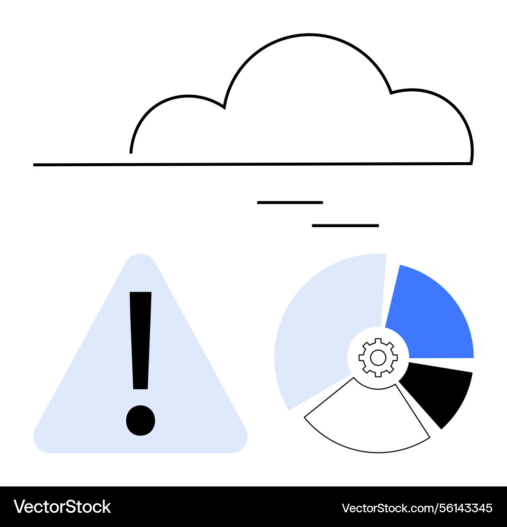 Cloud computing with pie chart visualization Cloud computing with pie chart visualization vector image