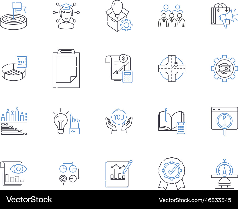 Efficiency and productivity line icons collection Vector Image