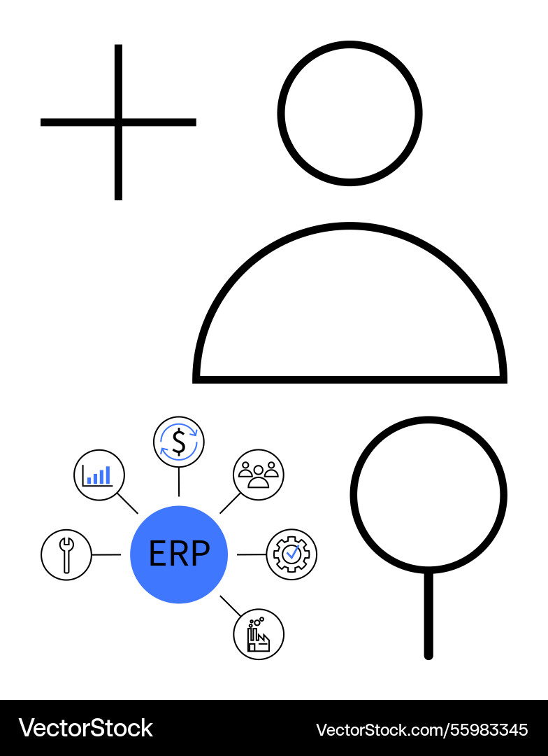 Erp system concept with user profile Erp system concept with user profile vector image