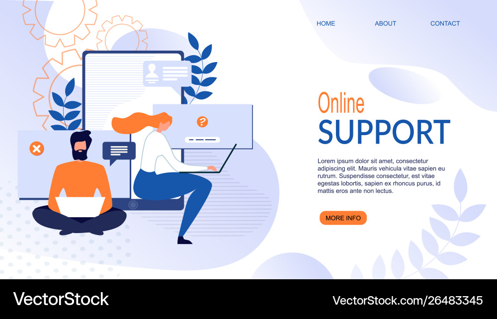 Flat landing page for online support service app Vector Image