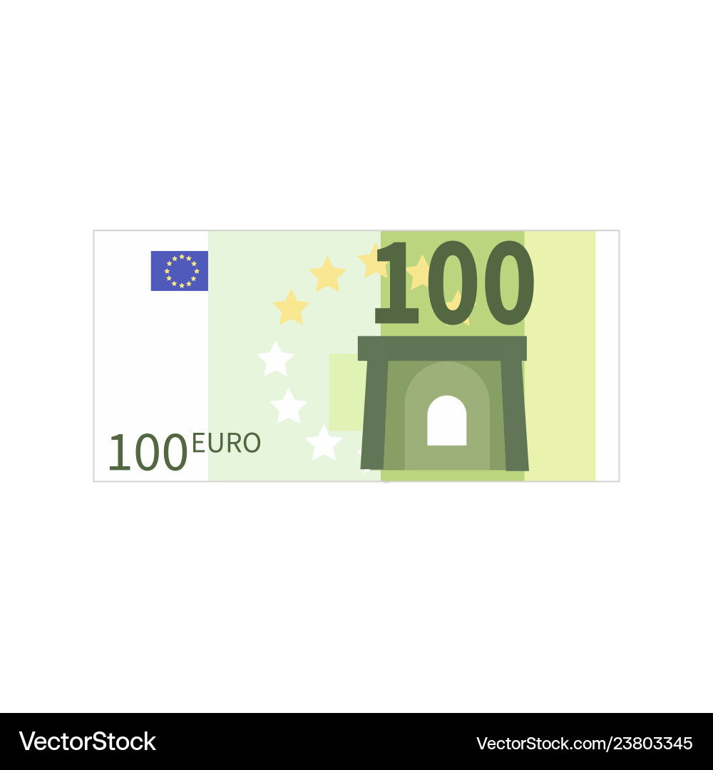 Flat simple one hundred euro banknote on white Flat simple one hundred euro banknote on white vector image
