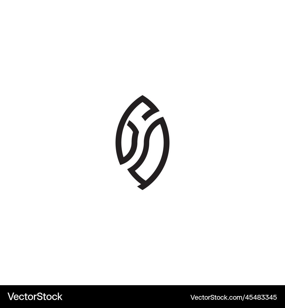 Gq leaf shape line initial concept with high Gq leaf shape line initial concept with high vector image