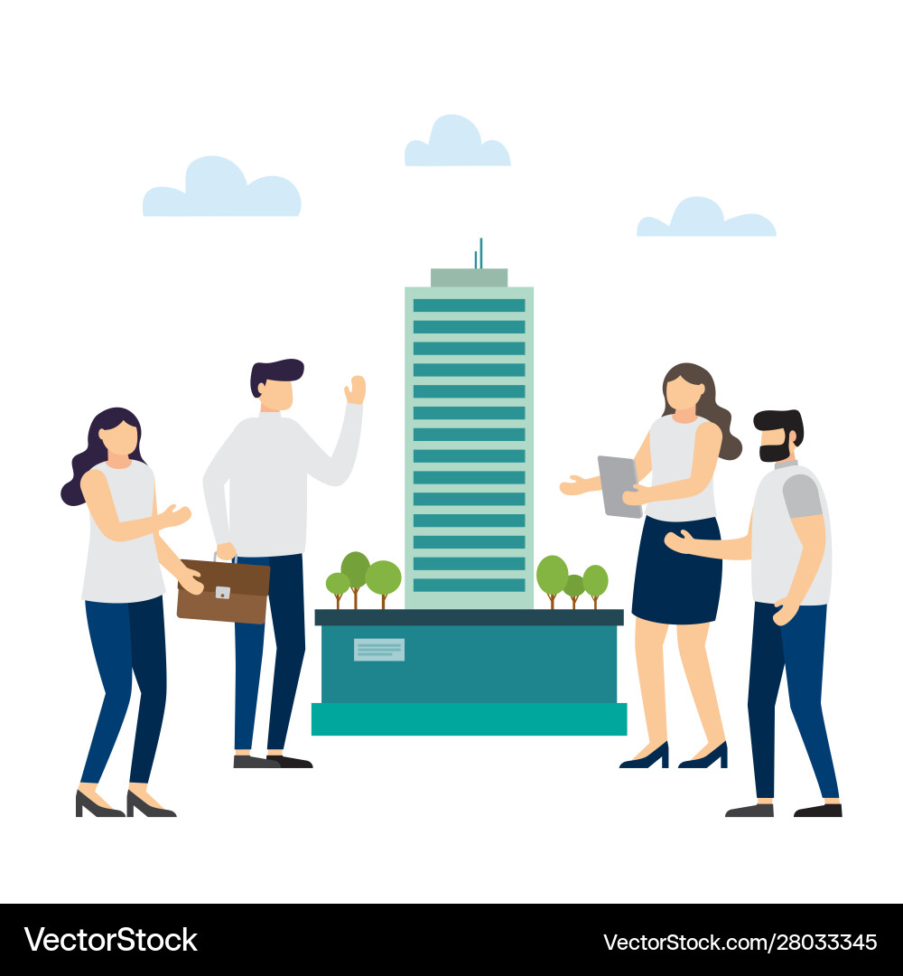 Group architects create building project vector image
