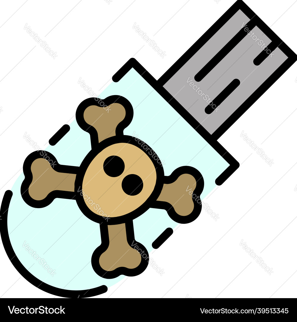 Hacker usb flash icon color outline vector image