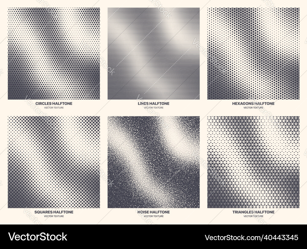 Halftone Texture Pattern Set vector image
