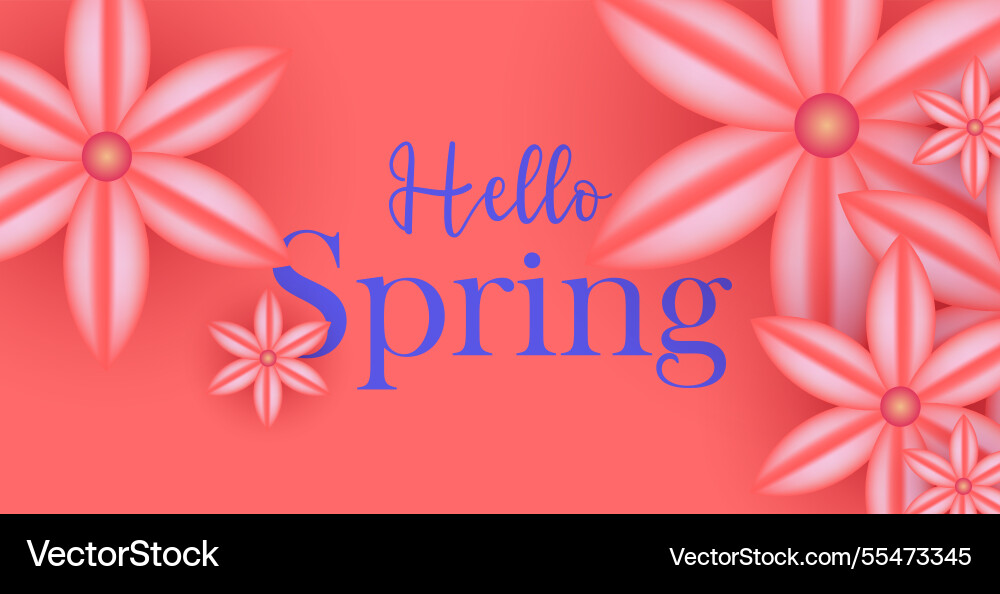 Hello spring web banner greeting card background vector image