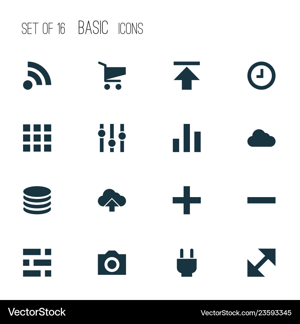 Interface icons set with apps feed camera Interface icons set with apps feed camera vector image