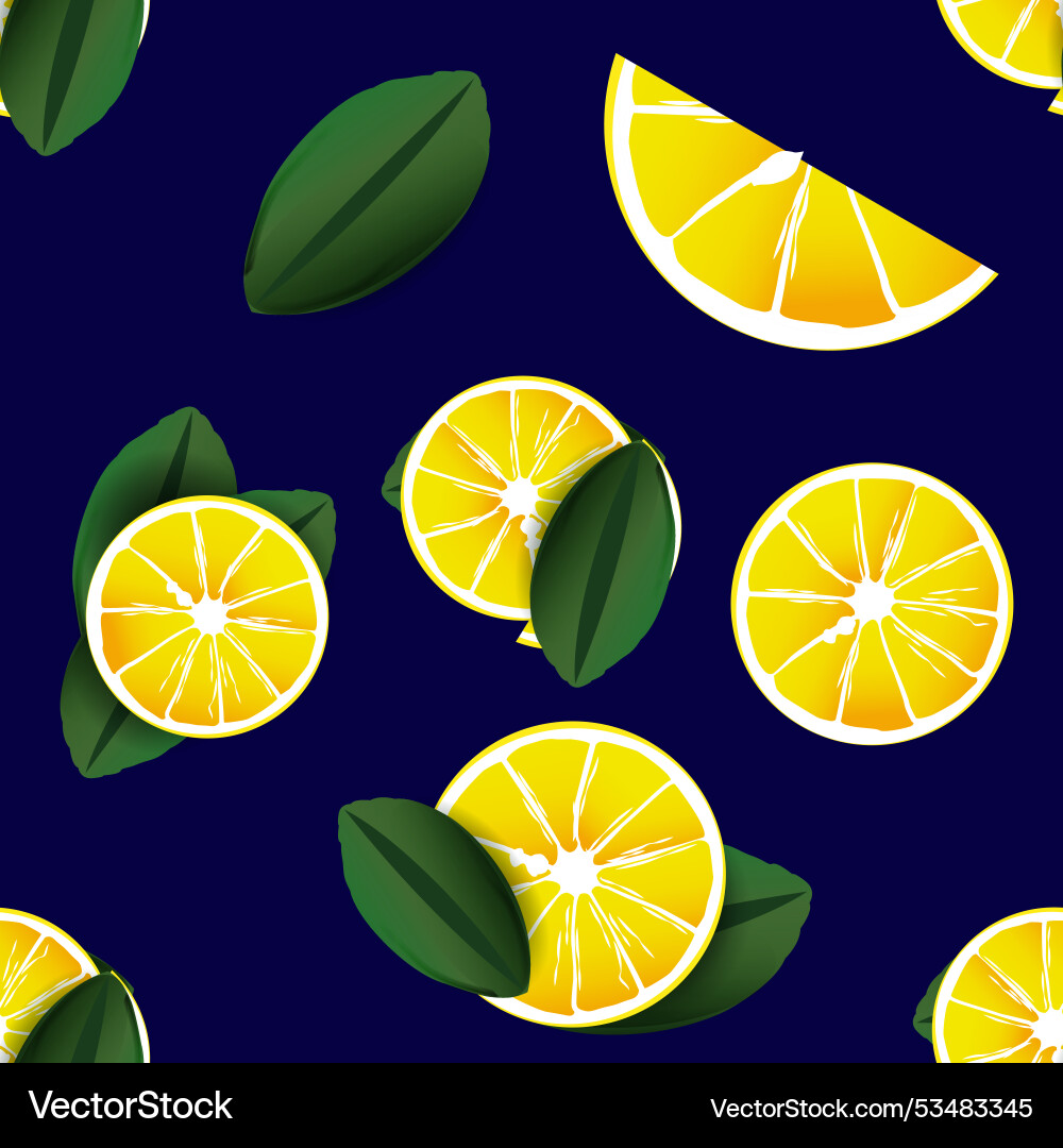 Lemons with black background seamless pattern Vector Image