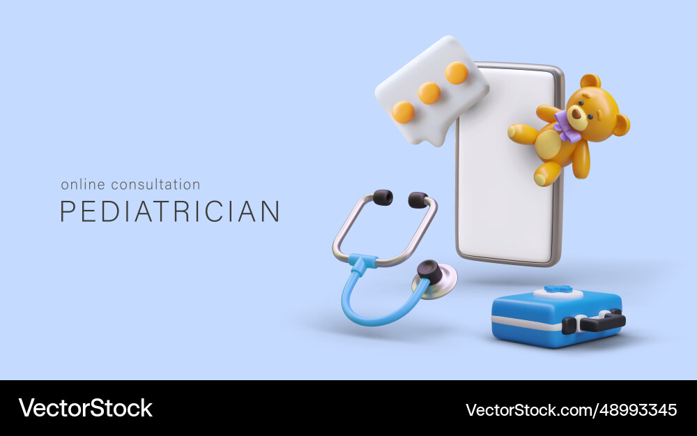 Medical online and offline help for children 3d Medical online and offline help for children 3d vector image