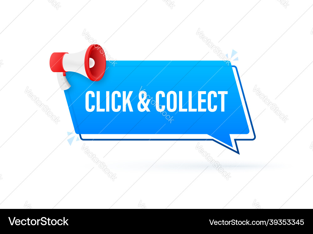 Megaphone click and collect banner flat style Megaphone click and collect banner flat style vector image