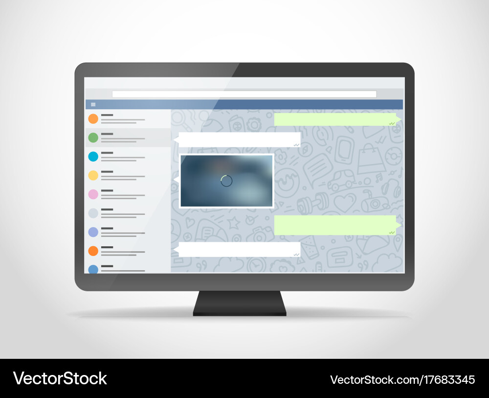 Modern computer with messenger application vector image