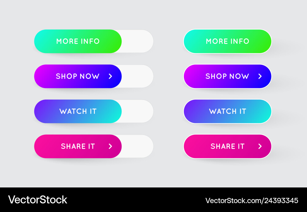 Modern Gradient Buttons - App & Game UI vector image