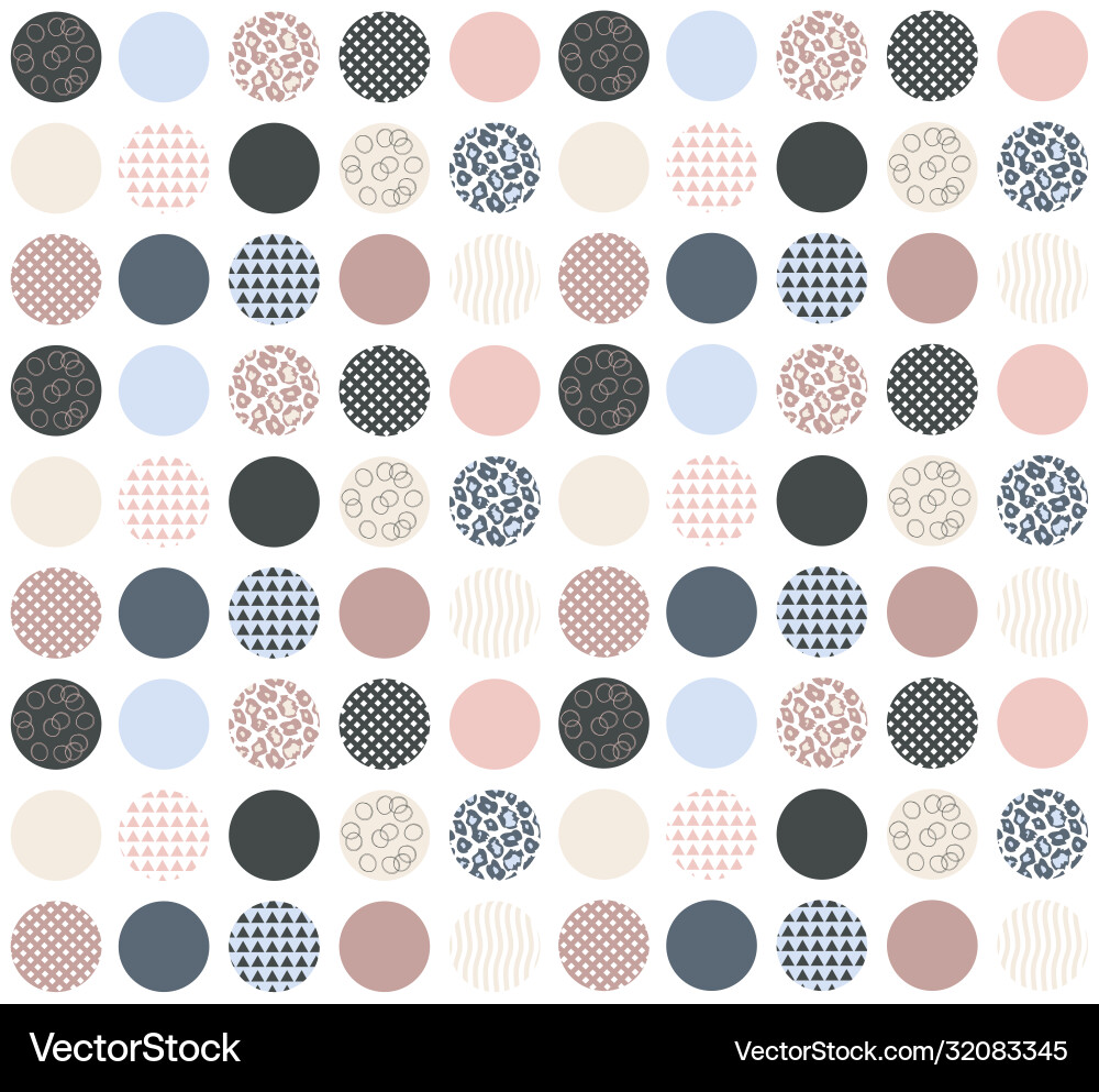 Patchwork circle pattern in grey pink blue Vector Image