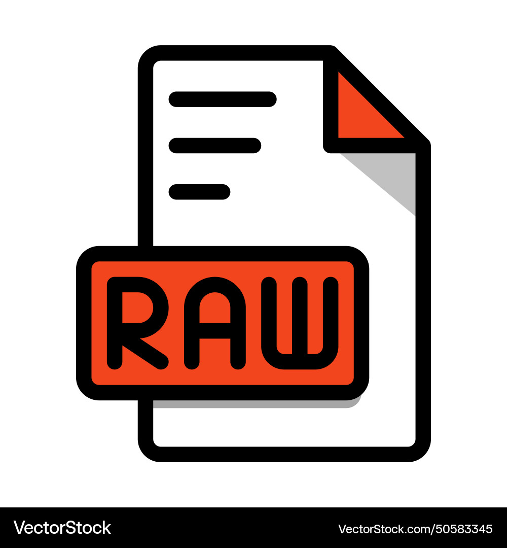 Raw file format icon type editable bold Raw file format icon type editable bold vector image