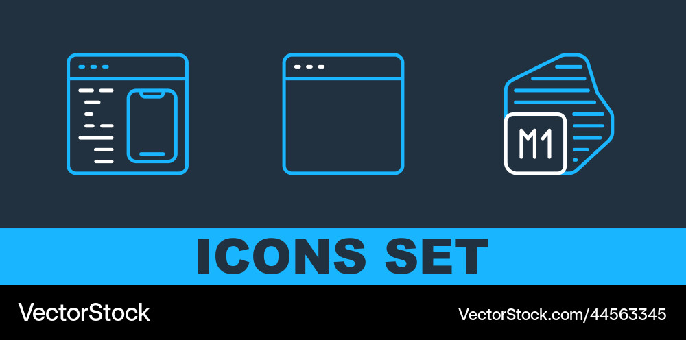 Set line processor software and browser window Set line processor software and browser window vector image