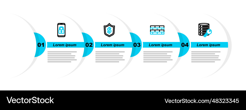 Set line server security with key firewall wall Set line server security with key firewall wall vector image