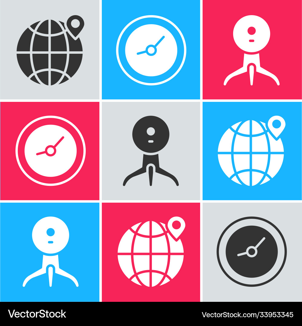 Set location on globe clock and web camera Set location on globe clock and web camera Vector Image