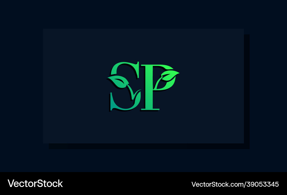 SP Initial Logo - Leaf Style vector image