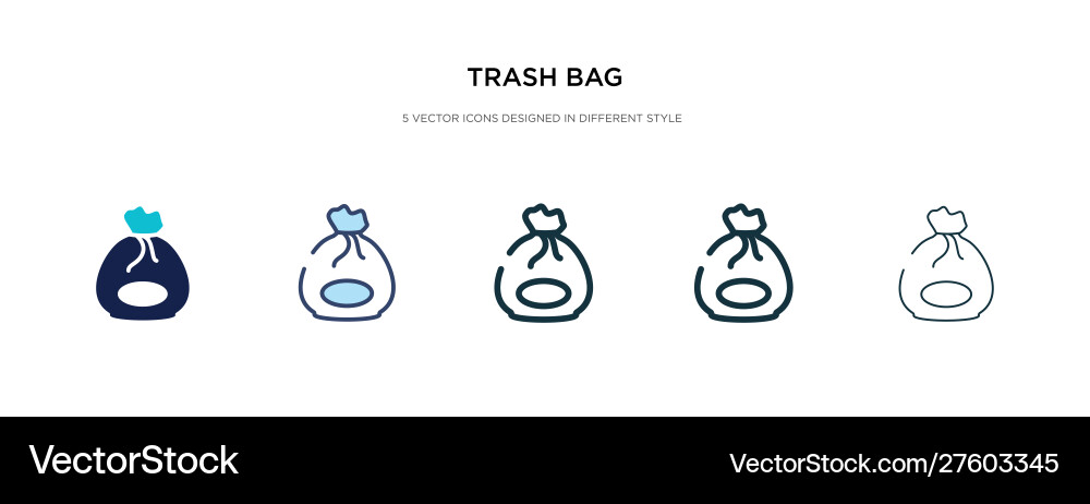 Trash bag icon in different style two colored Trash bag icon in different style two colored vector image