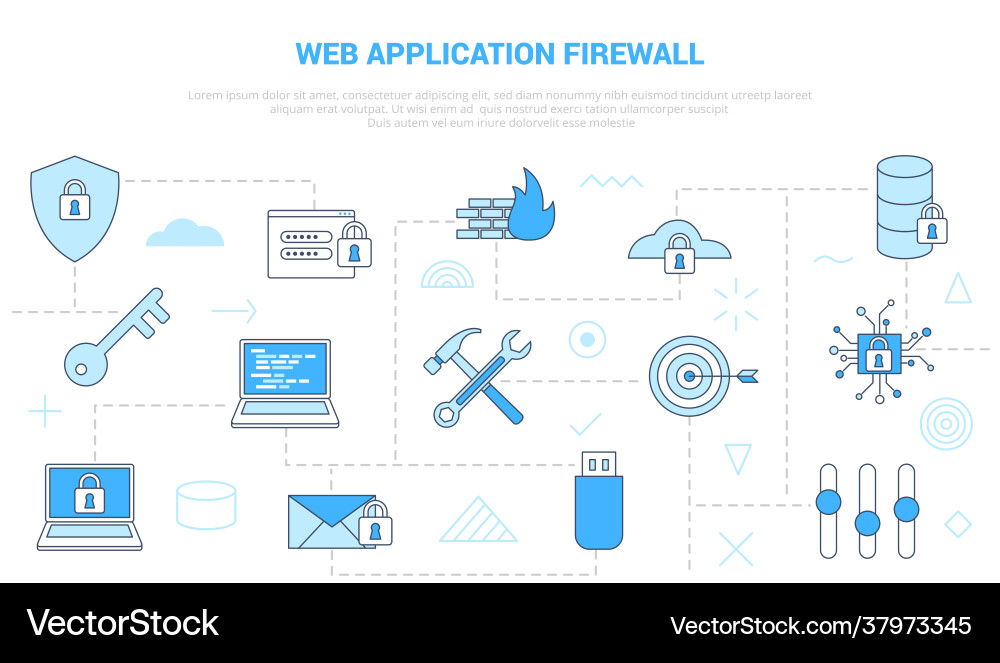 Waf web application firewall concept with icon vector image