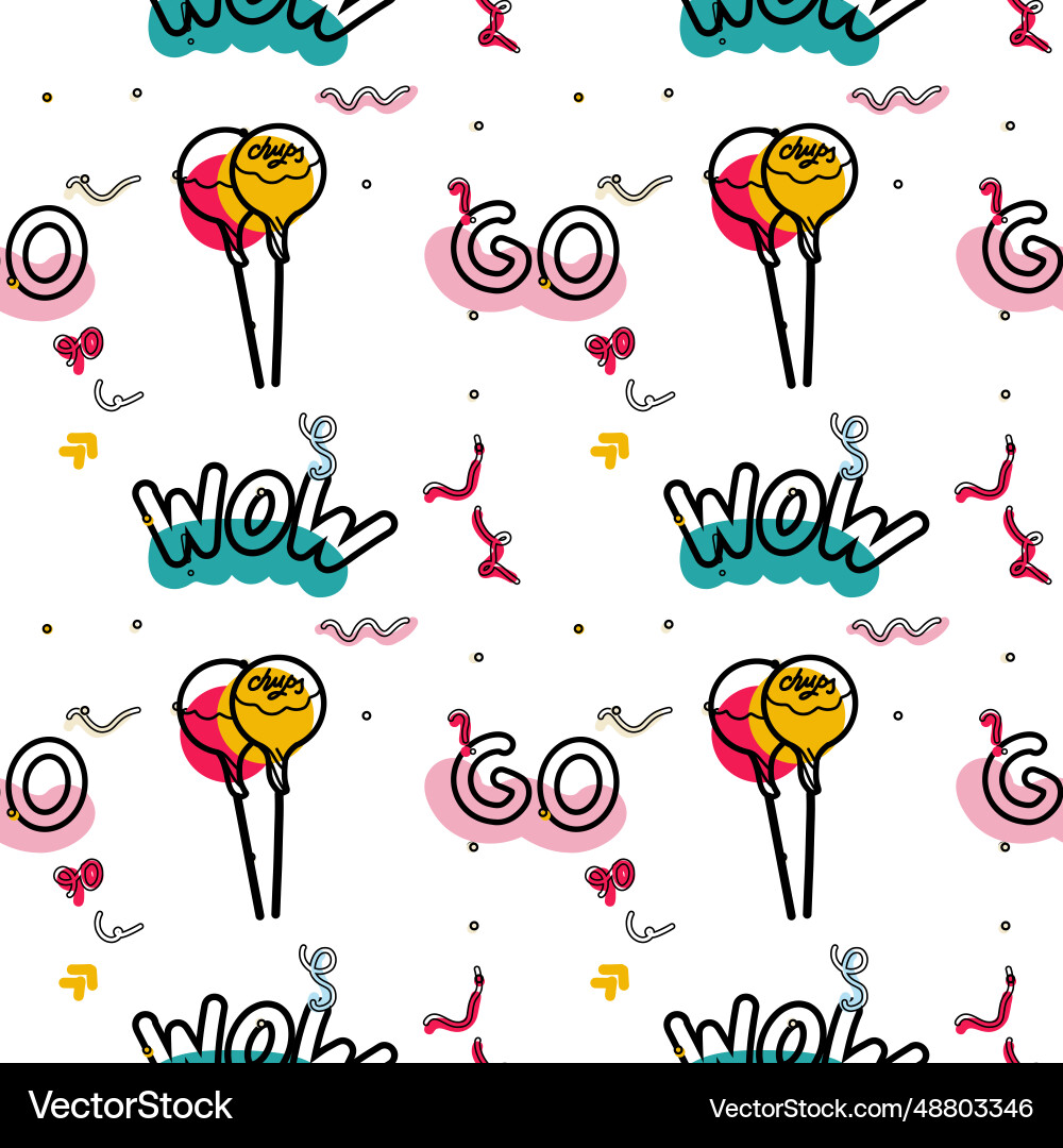 Abstract seamless pattern in 90s style Vector Image