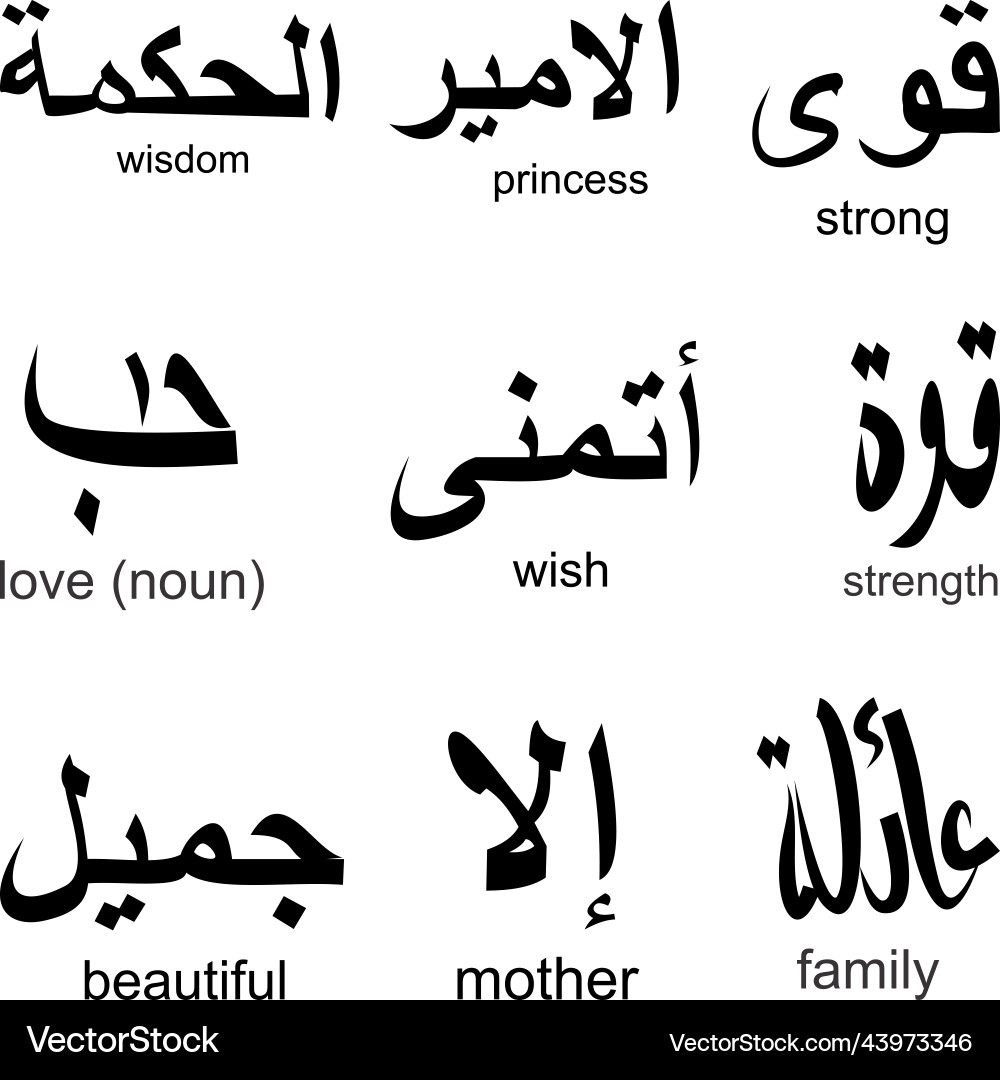 Arabic symbols tattoo set collection in format Vector Image