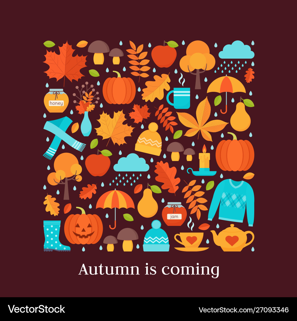Autumn card background with elements Vector Image