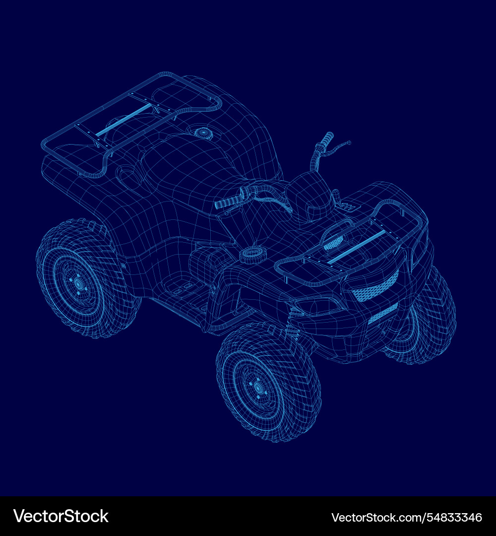 Blue atv with a engine and handle Blue atv with a engine and handle vector image