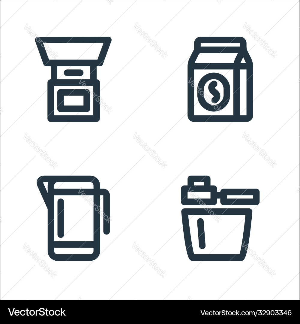Coffee line icons linear set quality Coffee line icons linear set quality vector image