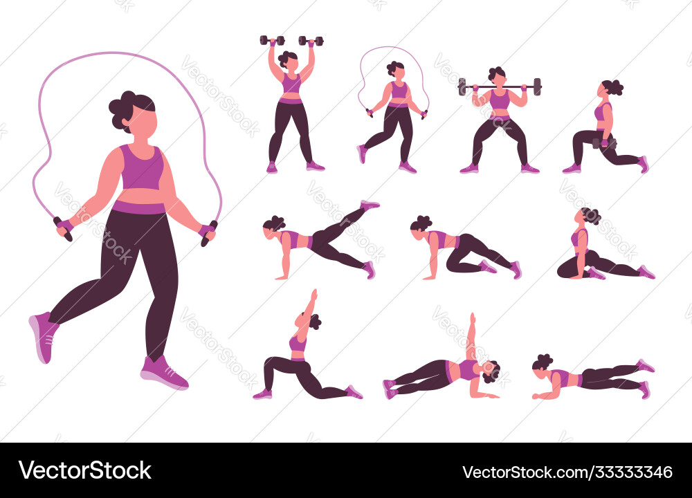 Different samples for doing exercise at home vector image