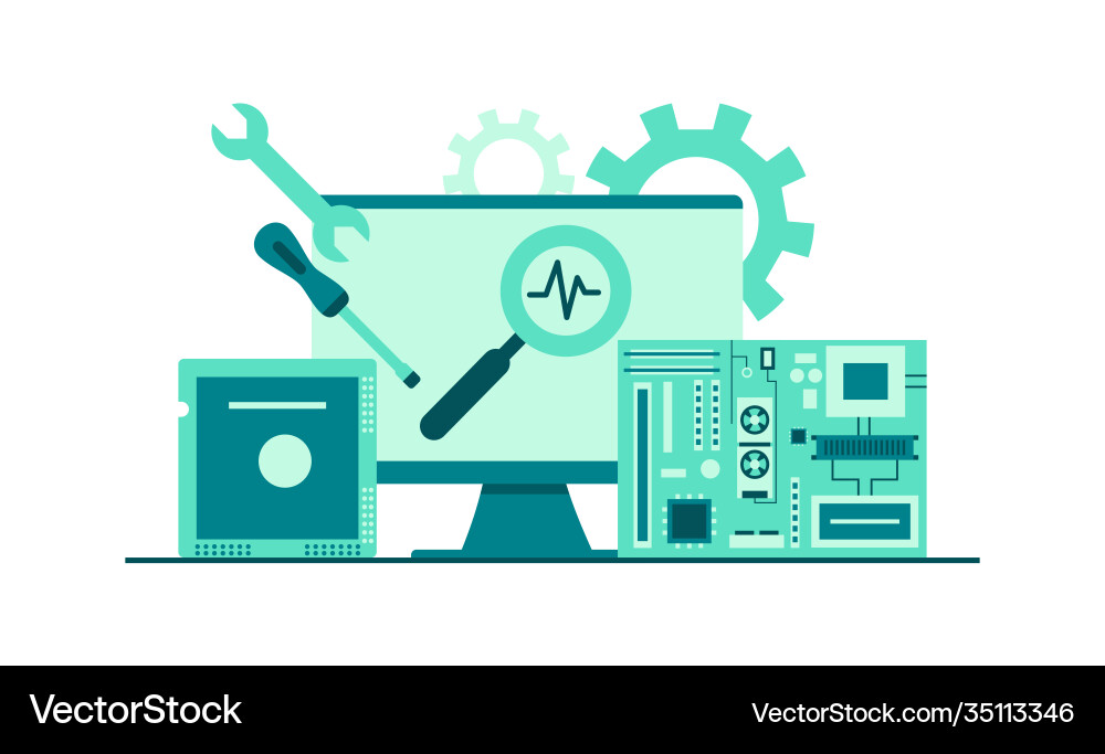 Flat computer engineering vector image