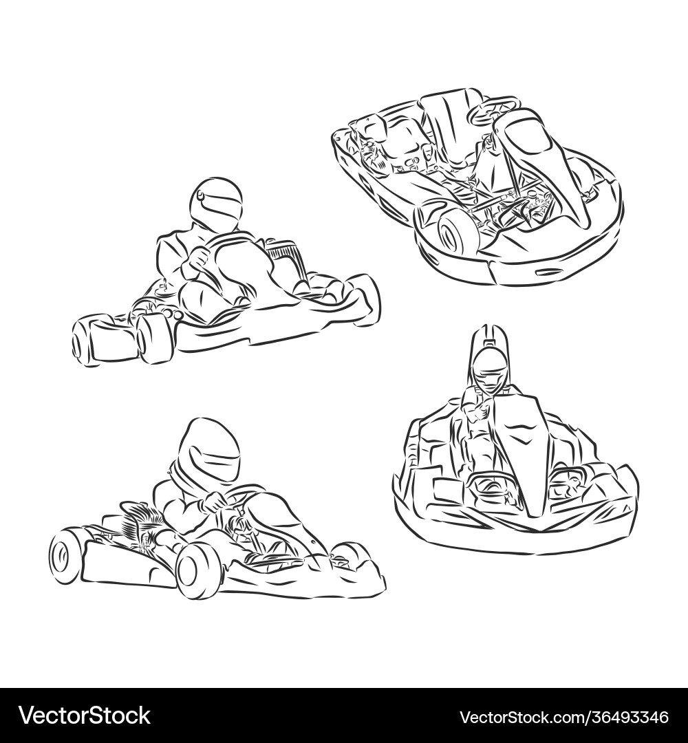 Go kart car logo hand draw on gray background Go kart car logo hand draw on gray background vector image