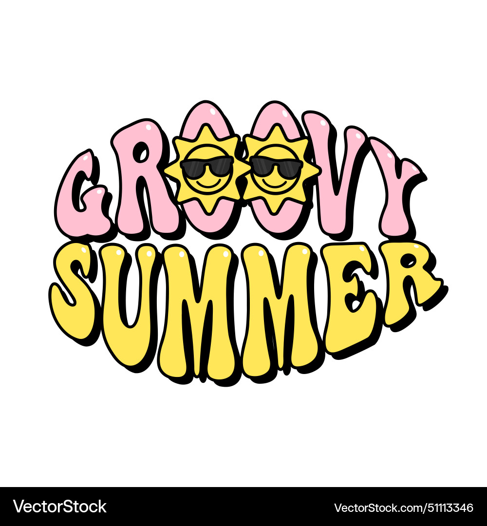 Groovy summer lettering script phrase Vector Image