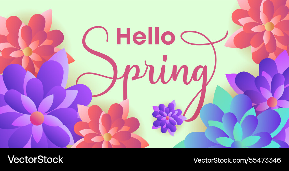 Hello spring web banner greeting card background Vector Image