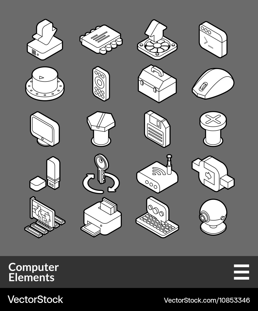 Isometric Computer Icons Set vector image