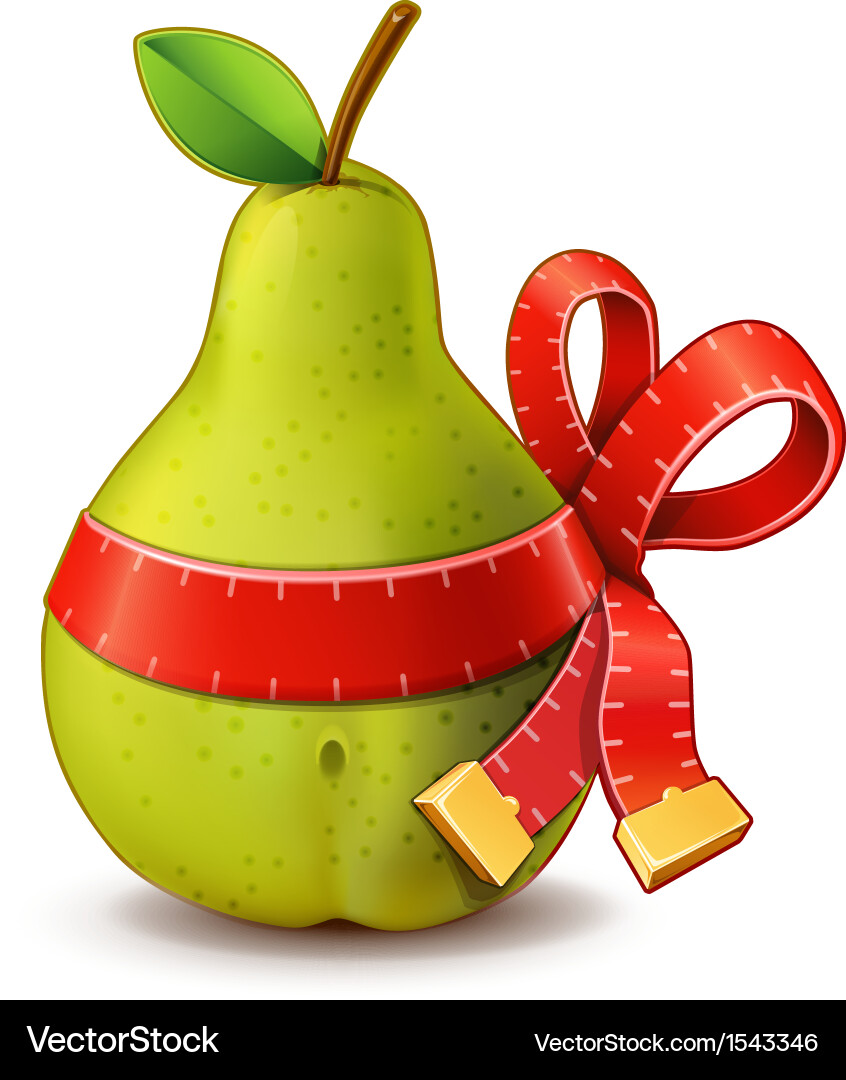 Pear with measure tape ribbon bow Vector Image