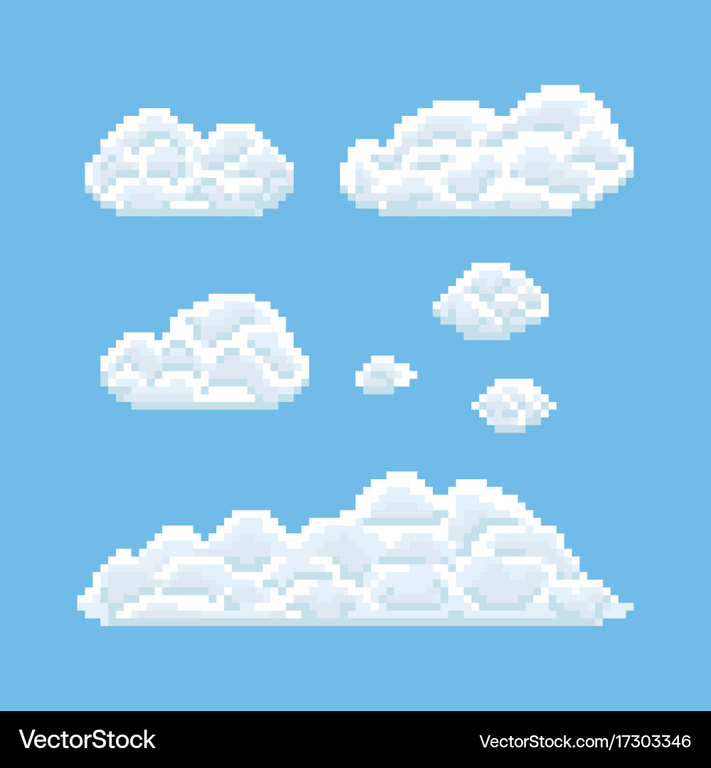 Pixel Cloud Set - 8 Bit Texture vector image