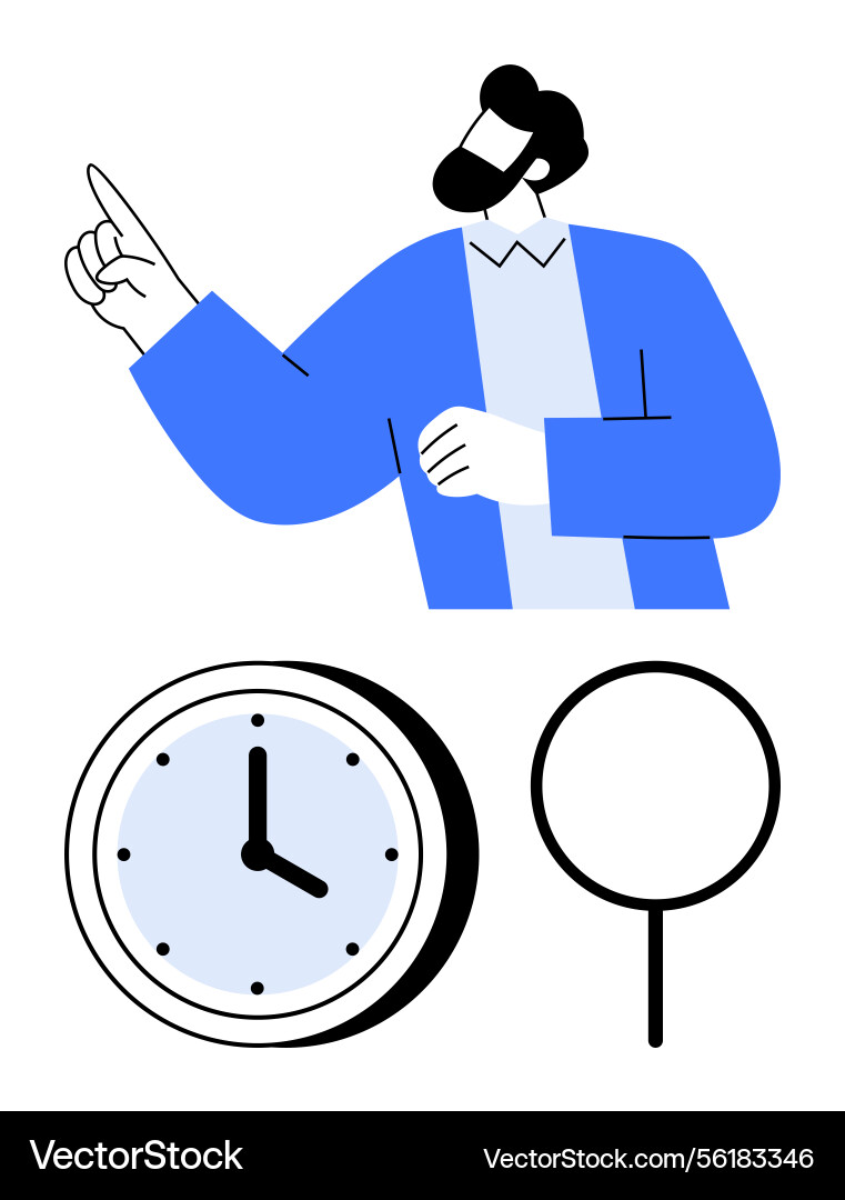 Professional pointing while referencing a clock Professional pointing while referencing a clock vector image