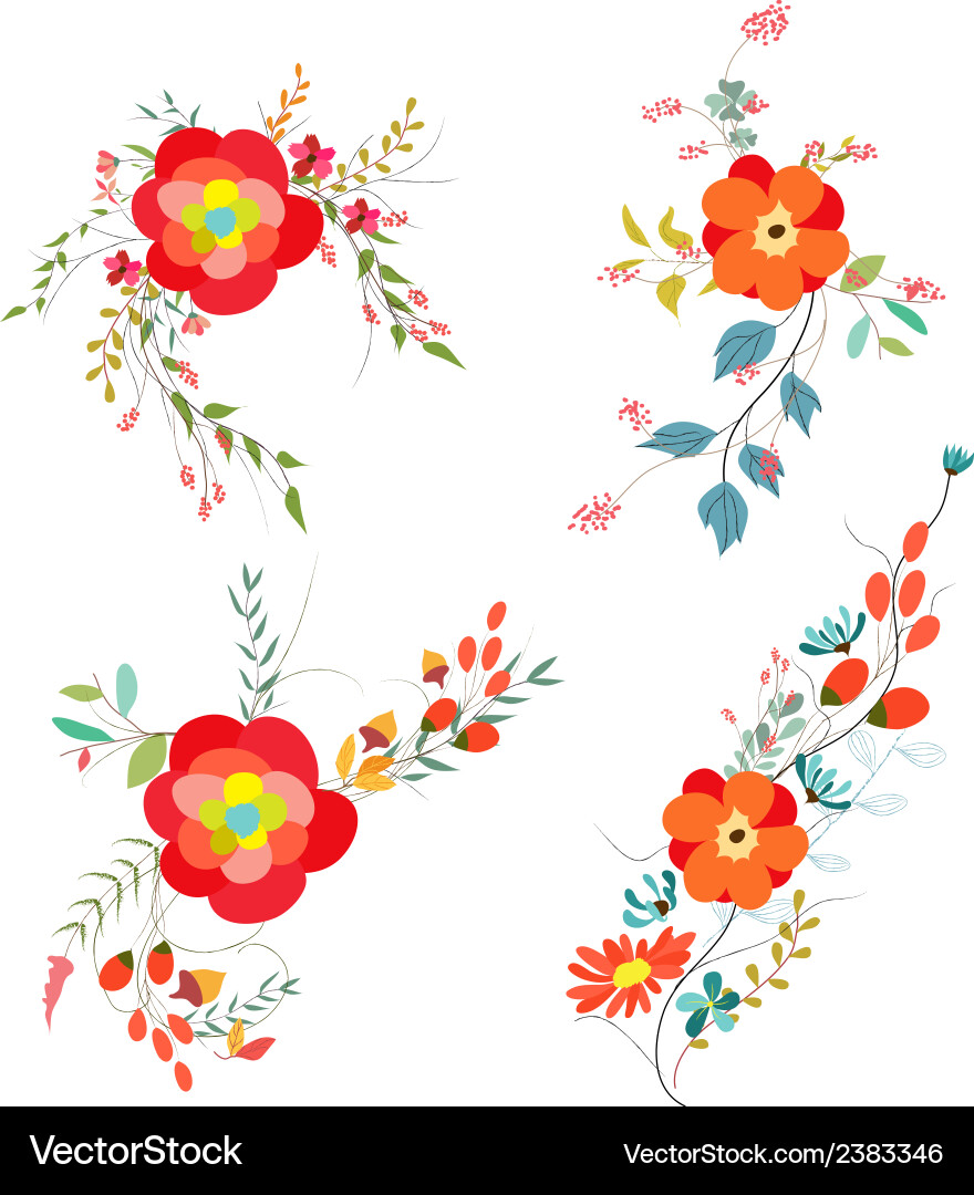 Retro Floral Collection Vector Image