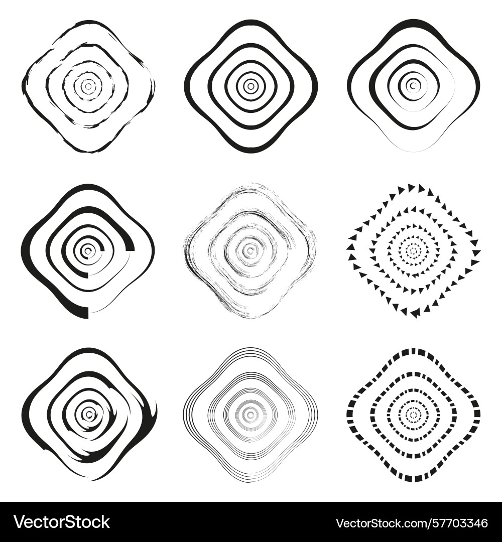 Rounded square spirals abstract geometric forms Vector Image