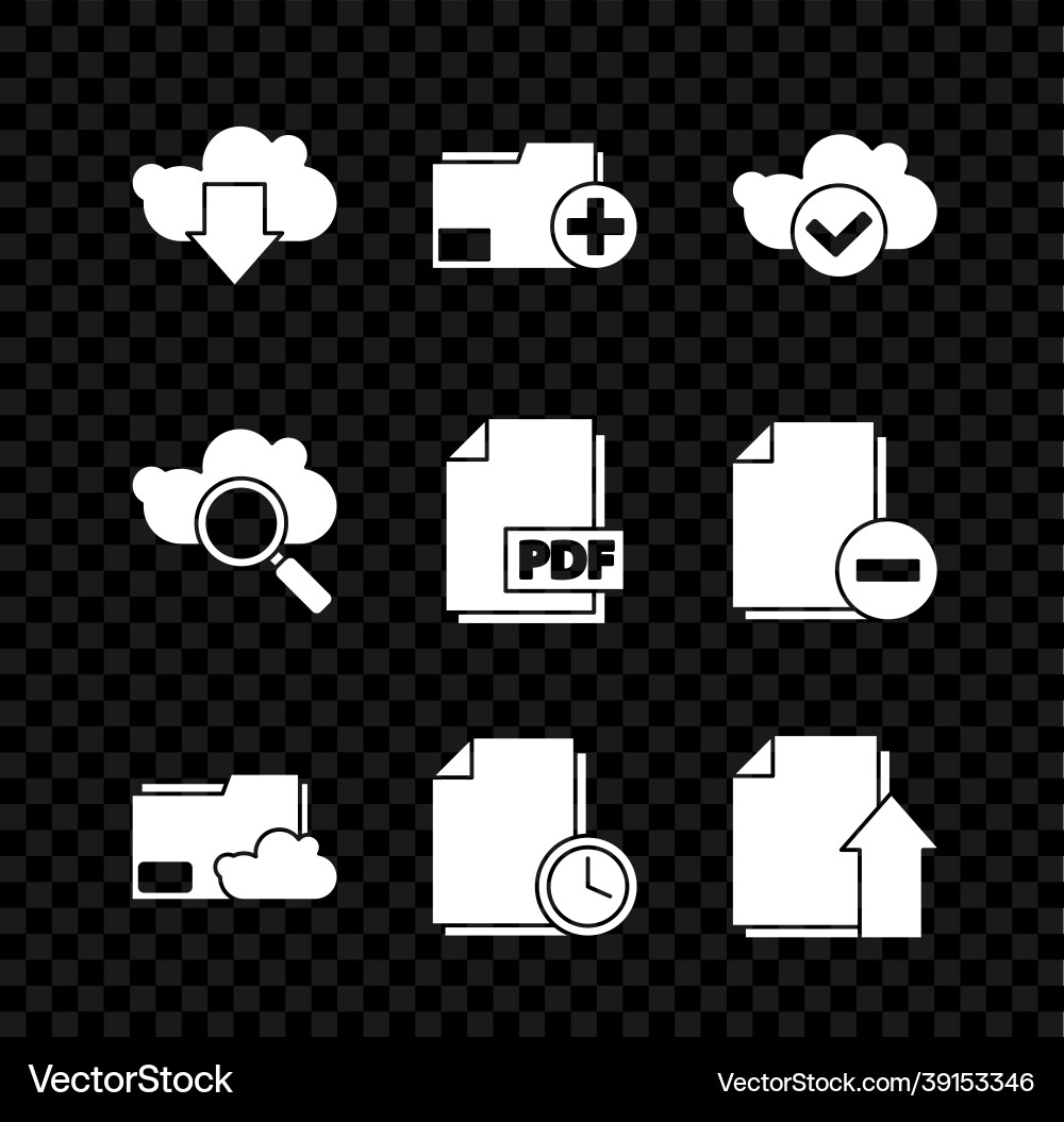 Set cloud download add new folder with check Vector Image