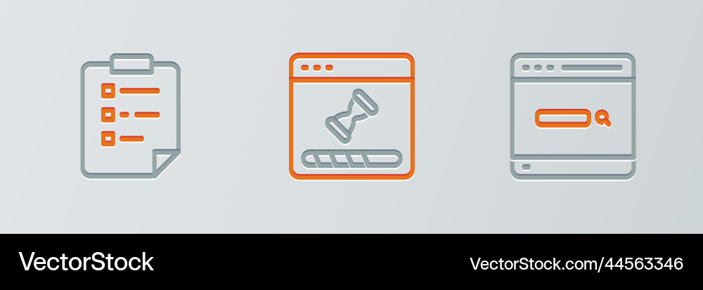 Set line search engine clipboard with checklist Set line search engine clipboard with checklist vector image