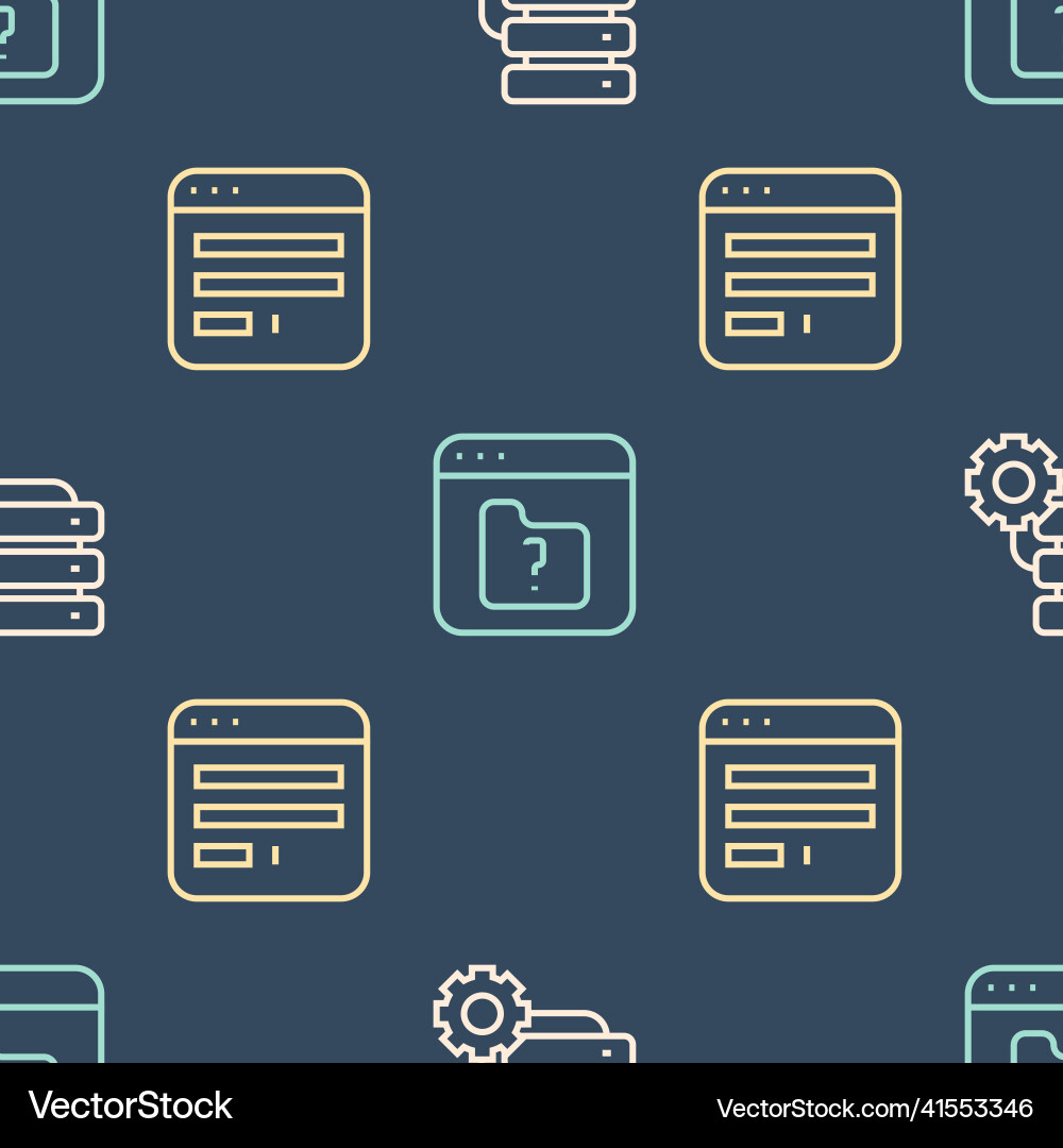 Set line server and gear browser window file Set line server and gear browser window file vector image